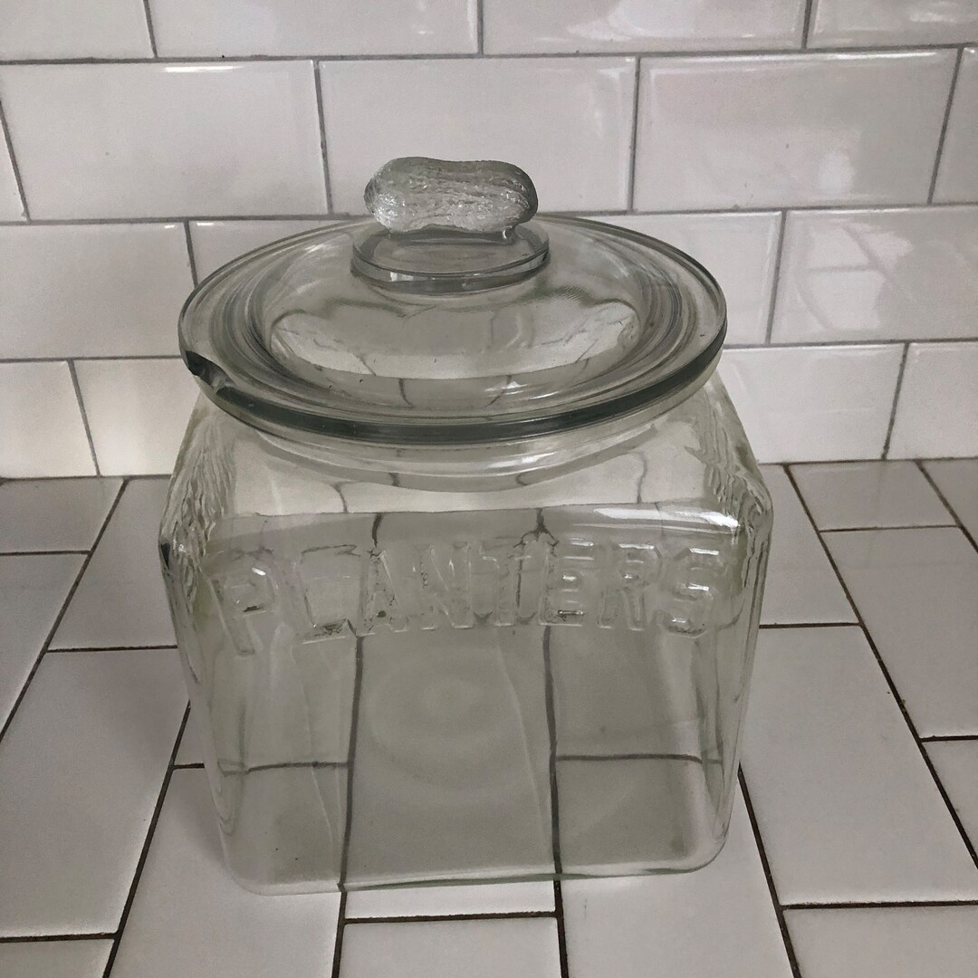 Antique Planters Peanut Jar Glass Counter Jar With Peanut Lid Etsy