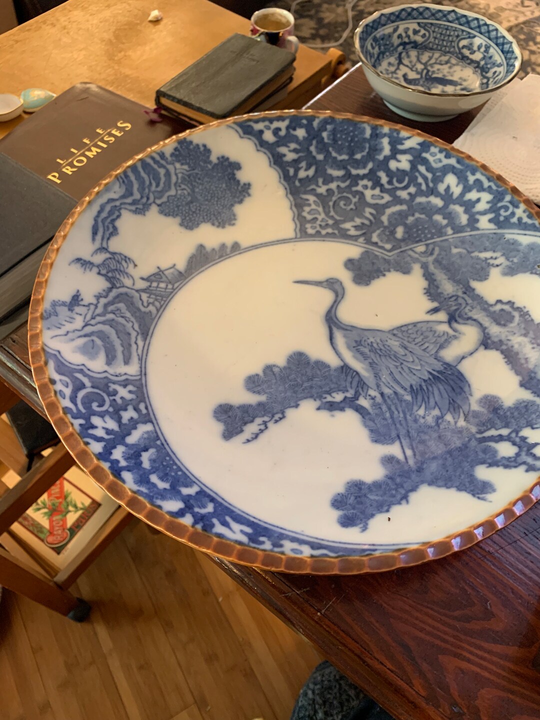 Antique Japanese Large Platter, Charger Blue and White 12 /4 Across ...