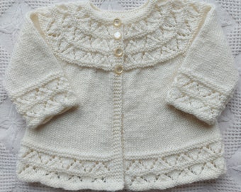 Classic baby sweater hand knitted size 3 to 6 months