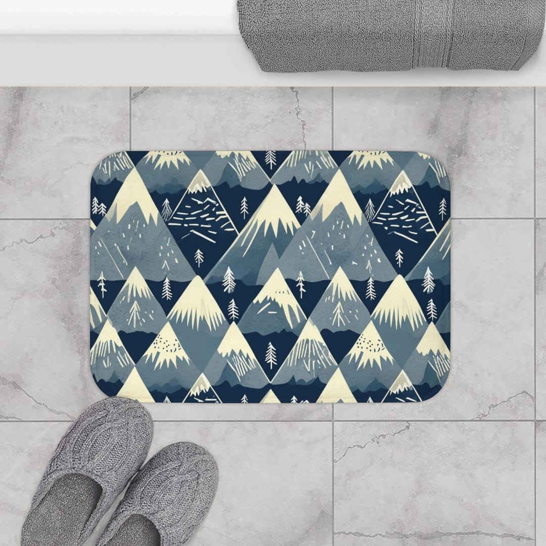 Mountain Bath Mat Cozy Cabin Decor, Winter Forest Bathroom Rug, Non-slip & Absorbent Mat - Etsy