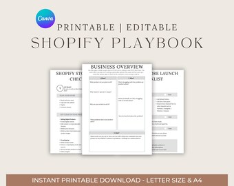 Shopify Business Planner | Editable Canva Template for Online Store Growth & Success