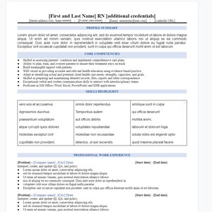 Nursing Resume Template : Word Document .docx