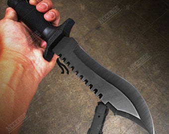 12" Serrated Spine Bowie Knife Tactical Knife Clip Point Blade W/ Knife Sheath Survival Knife Hunting Knife