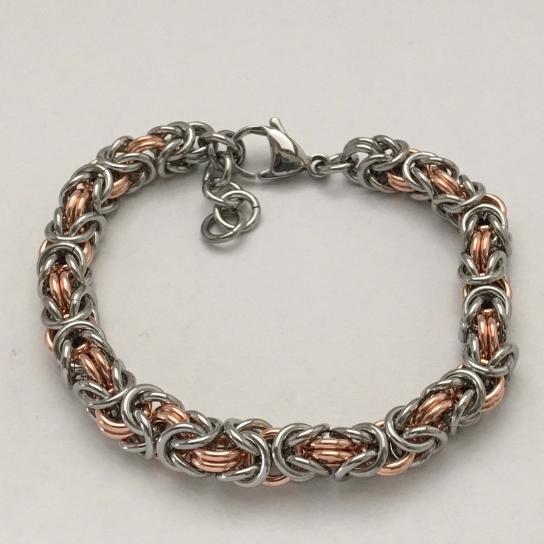Stainless steel Copper byzantine bracelet unisex everyday jewelry