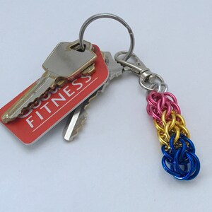 Pansexual Pride chainmaille clip-on keychain / zipper pull / purse charm image 4