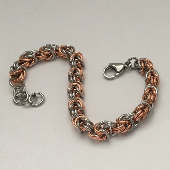 Copper / Stainless Steel Half Byzantine bracelet - cute and unusual