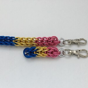 Pansexual Pride chainmaille clip-on keychain / zipper pull / purse charm image 2