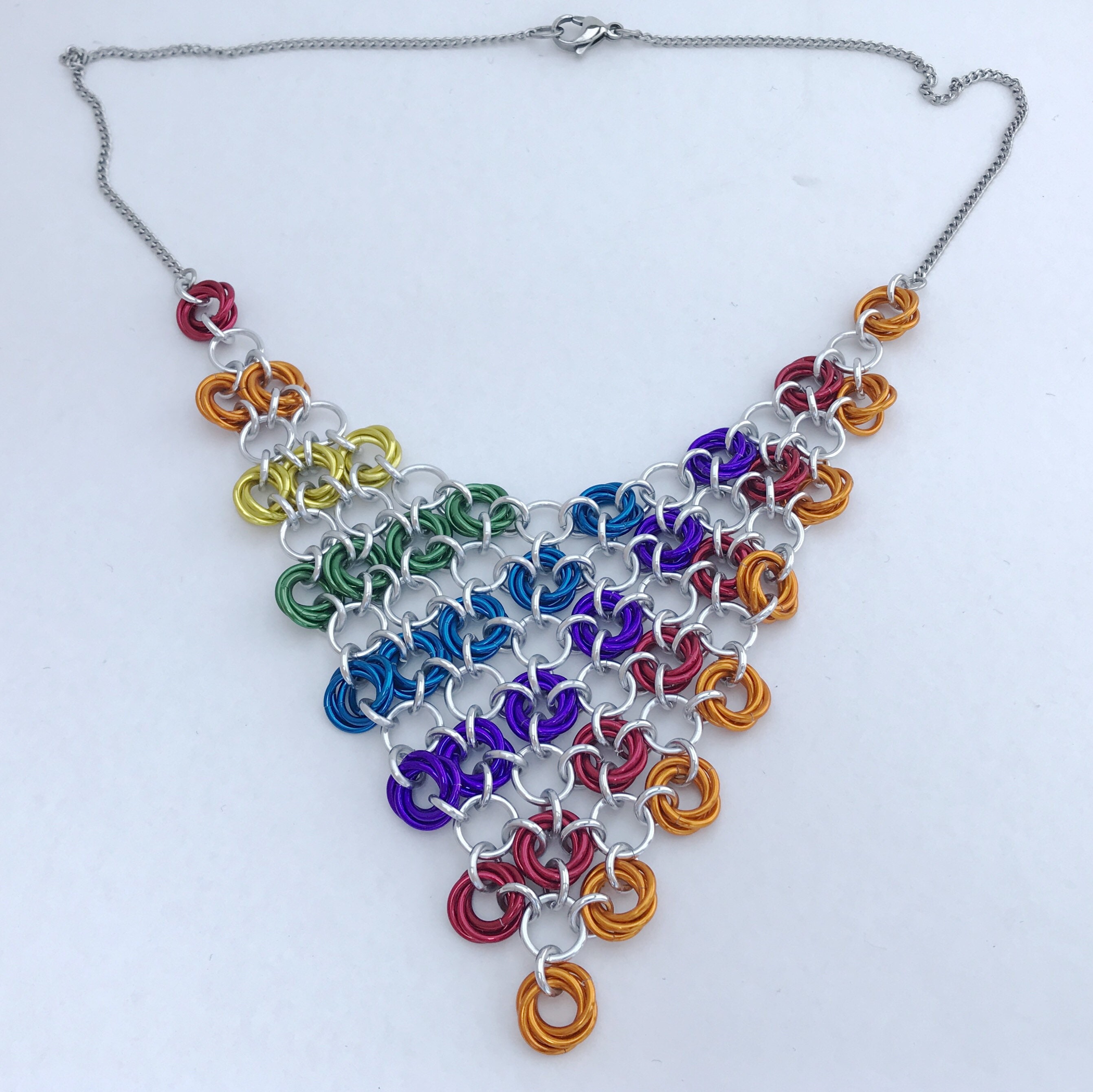 Monogram Chain Necklace Rainbow Metal