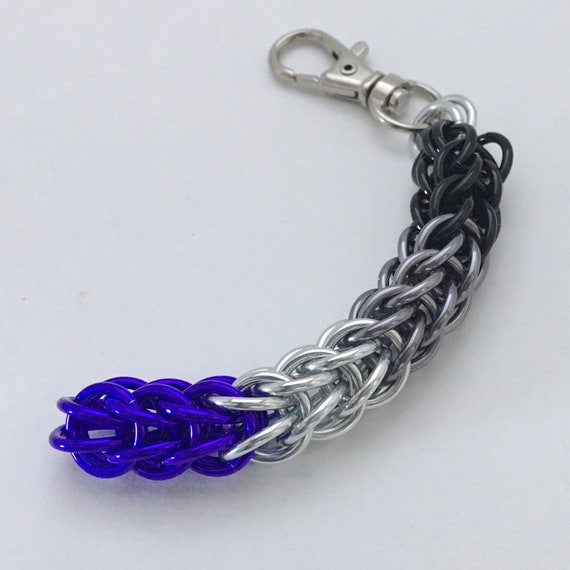 Asexual Pride (ACE) chainmaille clip-on keychain / zipper pull / purse charm