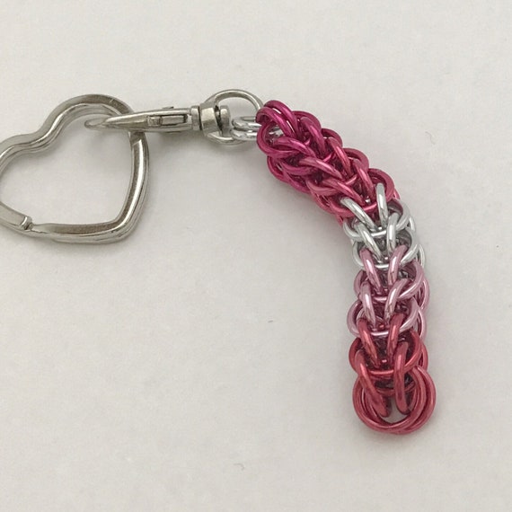 Lesbian Pride chainmaille clip-on keychain / zipper pull / purse charm