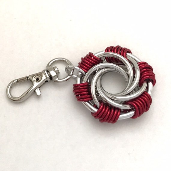 Chainmaille clip-on keychain / zipper pull / purse charm Maillestrom - your choice colors