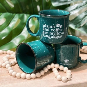 Plants and Coffee Love Language Campfire Mug Gift for Boyfriend, Girlfriend, Husband, Wife image 2