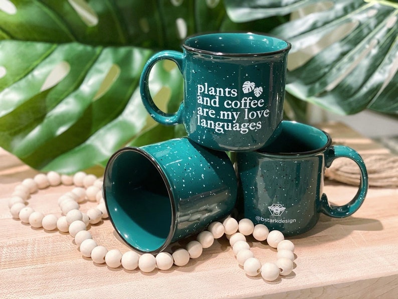 Plants and Coffee Love Language Campfire Mug Gift for Boyfriend, Girlfriend, Husband, Wife image 2
