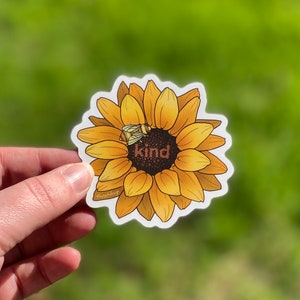 Be Kind Sunflower Sticker - Save the Bees