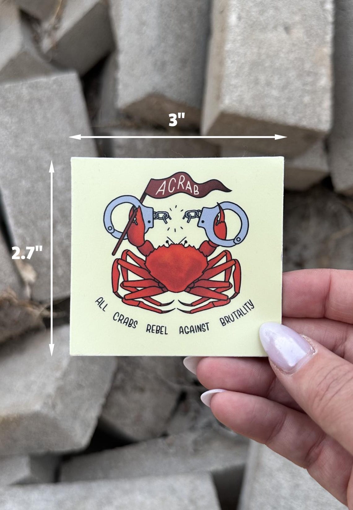 ACAB Sticker - Abolish ICE - Crab Sticker - Actually Handmade - Etsy