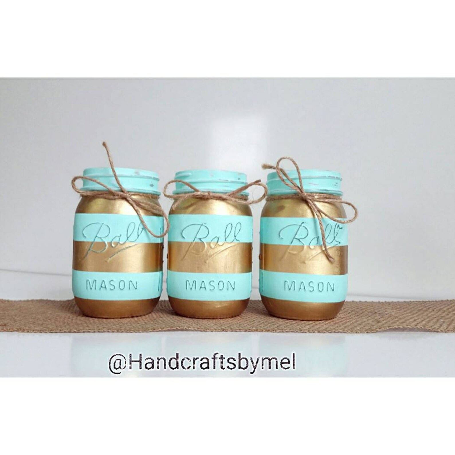 Mason Jar Centerpieces Teal and Gold Wedding Decor Baby Etsy