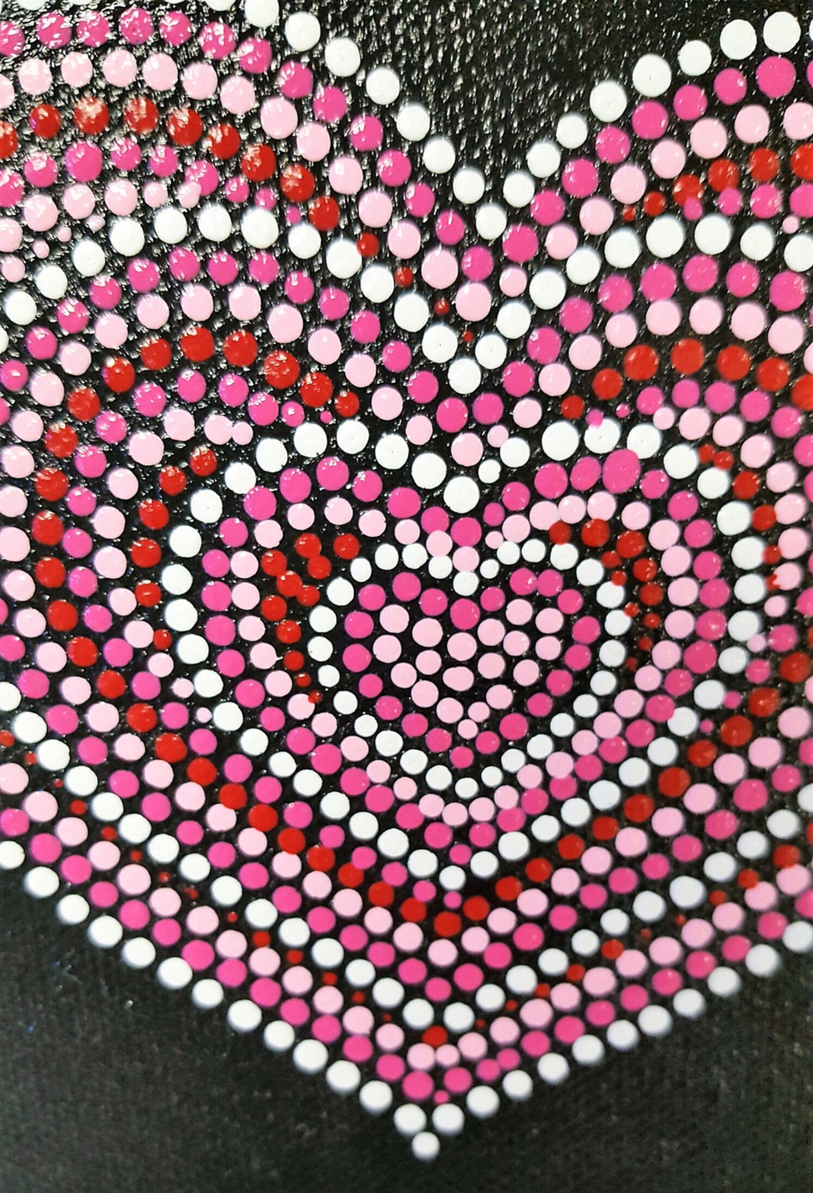 Dot Painted Heart Valentine Mandala Art Dot Art Black | Etsy