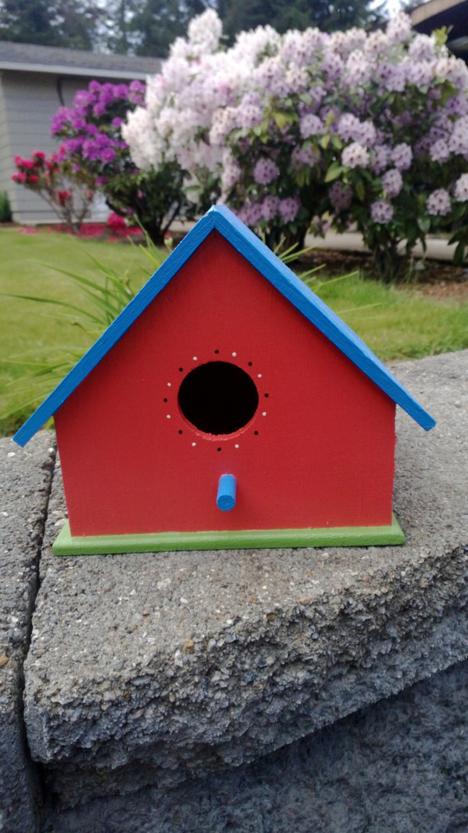 Wood Bird House Wooden Bird House Hand Painted Bird House Etsy