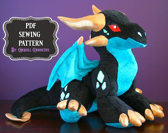 Dragon Stuffed Animal Pattern PDF - Dragon Plushie Sewing Pattern Dragon OOAK Doll Tutorial Dragon Plush Toy Pattern Mythical Creature DIY