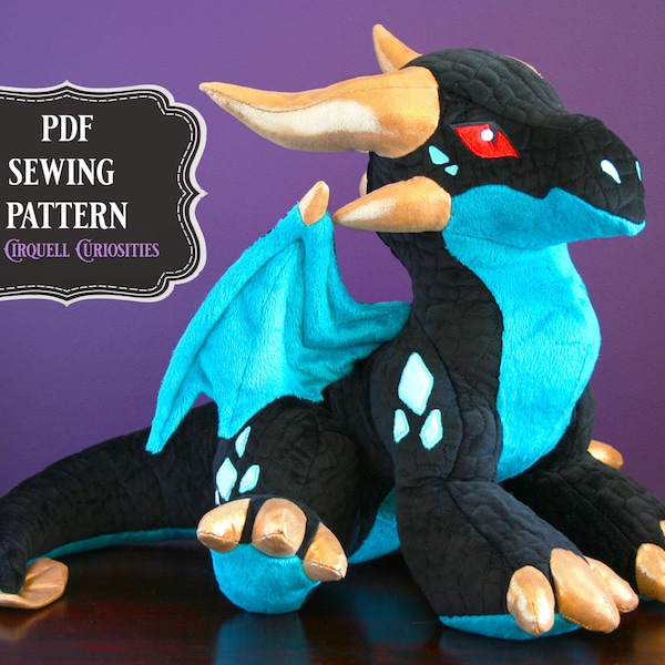 Dragon Stuffed Animal Pattern PDF - Dragon Plushie Sewing Pattern Dragon OOAK Doll Tutorial Dragon Plush Toy Pattern Mythical Creature DIY