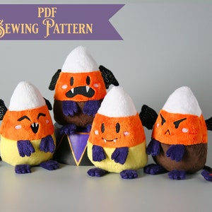 Demon Candy Corn Plush Pattern PDF -Cute Halloween Stuffed Animal Sewing Pattern Halloween Craft Tutorial Demon Plushie Pattern for Sewing