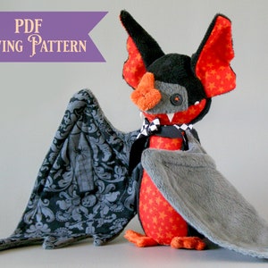 Bat Stuffed Animal Pattern PDF - Bat Plushie Pattern Halloween Stuffed Toy Sewing Pattern Fantasy Animal Plush Pattern Bat Toy Tutorial