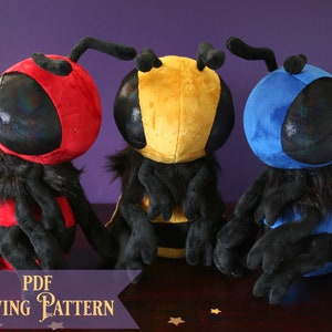 Bee Plushie Pattern PDF - Bee Stuffed Animal Pattern Sewing Pattern Insect Plush Pattern Cute Fantasy Stuffie Sewing Tutorial Bug Plush Toy