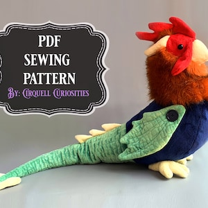 Cockatrice Stuffed Animal Pattern PDF - dragon stuffed animal sewing pattern, fantasy animal plush tutorial PDF plush toy pattern download