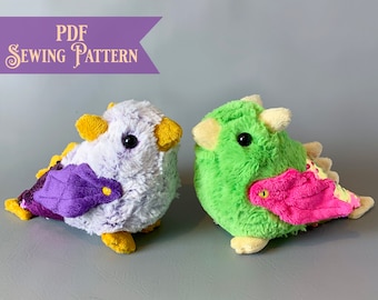 Cockatrice Chick Plushie Pattern PDF - Cute Stuffed Animal Bird Sewing Pattern Cute Baby Gift Tutorial Dragon Stuffie Pattern Fantasy DIY