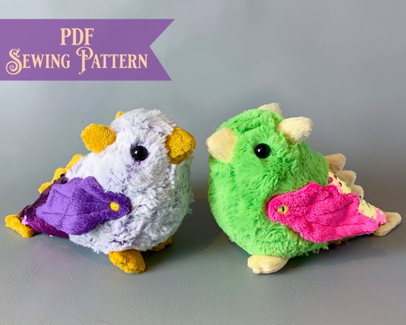Cockatrice Chick Plushie Pattern PDF - Cute Stuffed Animal Bird Sewing Pattern Cute Baby Gift Tutorial Dragon Stuffie Pattern Fantasy DIY
