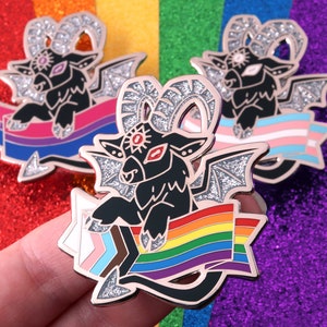 24 Flags Pride Demons Hard Enamel Pin LGBTQ / Rainbow Glitter Gay Pride Pin LGBT / Cute Animal Identity Badge