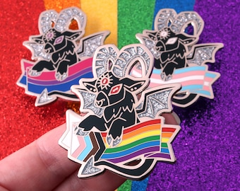 24 Flags Pride Demons Hard Enamel Pin LGBTQ / Rainbow Glitter Gay Pride Pin LGBT / Cute Animal Identity Badge