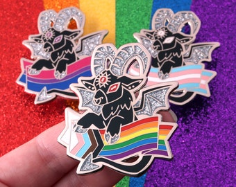 24 Flags Pride Demons Hard Enamel Pin LGBTQ / Rainbow Glitter Gay Pride Pin LGBT / Cute Animal Identity Badge