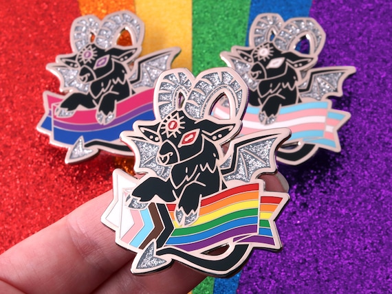 24 Flags Pride Demons Hard Enamel Pin LGBTQ / Rainbow Glitter Gay Pride Pin LGBT / Cute Animal Identity Badge