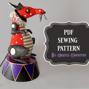 Circus Rat Stuffed Animal Pattern PDF - Fantasy Animal Plushie Pattern Mouse Plush Pattern Gothic Art Doll Halloween Animal Sewing Pattern