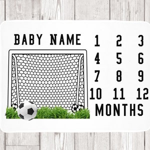 Soccer Milestone Baby Blanket - Personalizzato Calcio Baby Blanket - Calcio Baby Doccia - Futbol Baby Blanket - Baby Doccia Regalo - Mensile