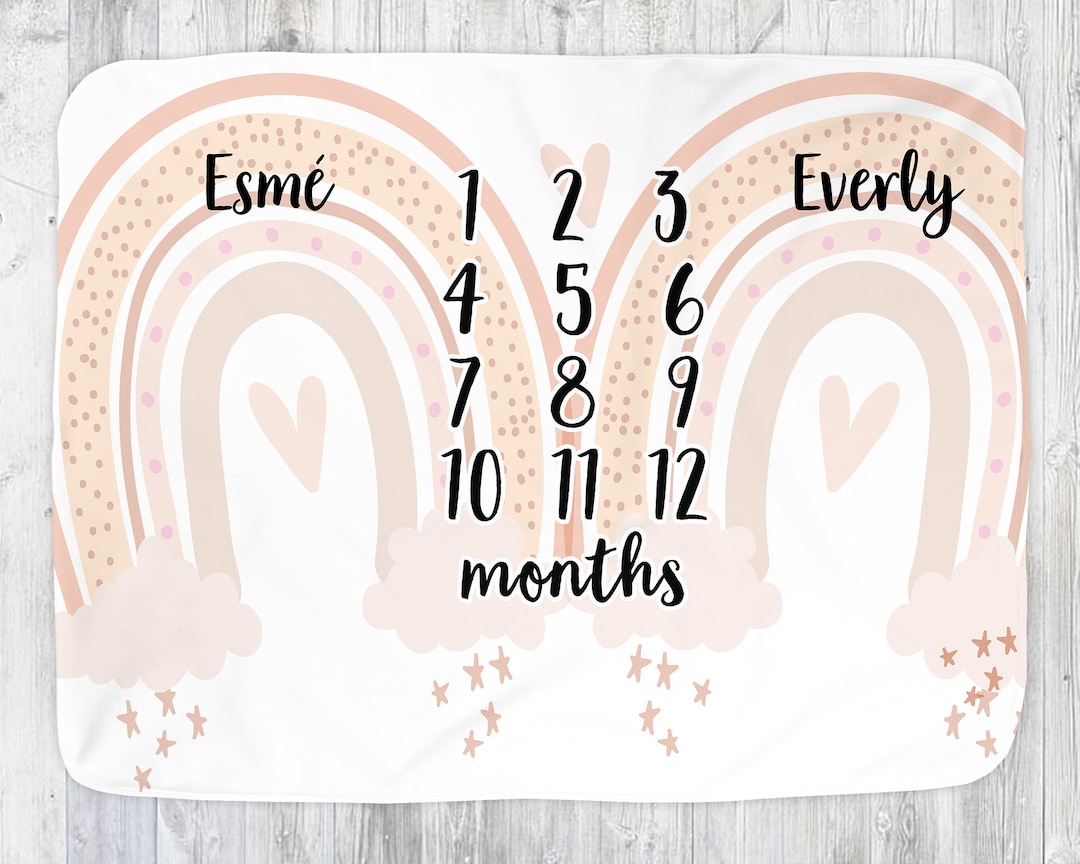 Twins Milestone Blanket Muted Rainbow Milestone Baby Blanket Rainbow