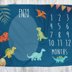 Kocyk dla niemowląt Dinosaur Milestone - Prezent na baby shower z dinozaurem - Dino Milestone - Prezent na baby shower z dinozaurem - Dino Nursery - Prezent dla dziecka w kształcie dinozaura - Miesięczny
