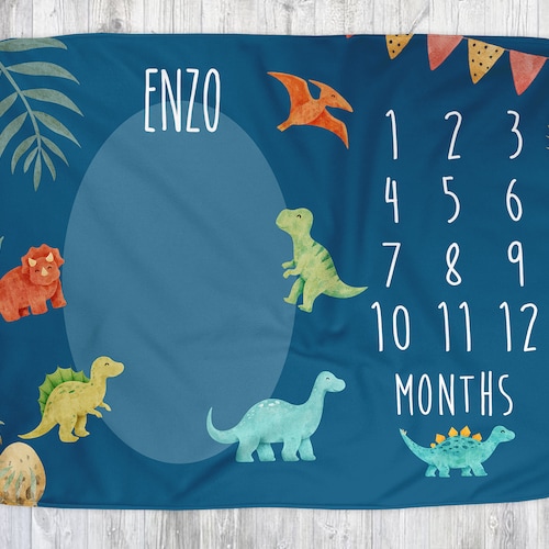 Dinosaur Milestone Baby Blanket Dinosaurbaby Shower Gift Etsy