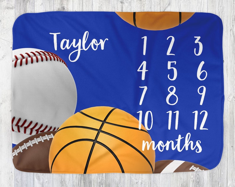 Sports Monthly Baby Blanket Boy Baby Milestone Sports Etsy