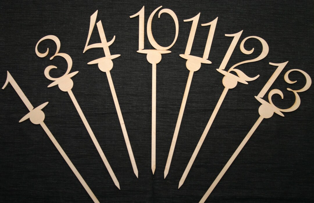 Table Numbers on a Stick, Wood Table Numbers, Table & Ball Design, DIY Wedding Table Numbers