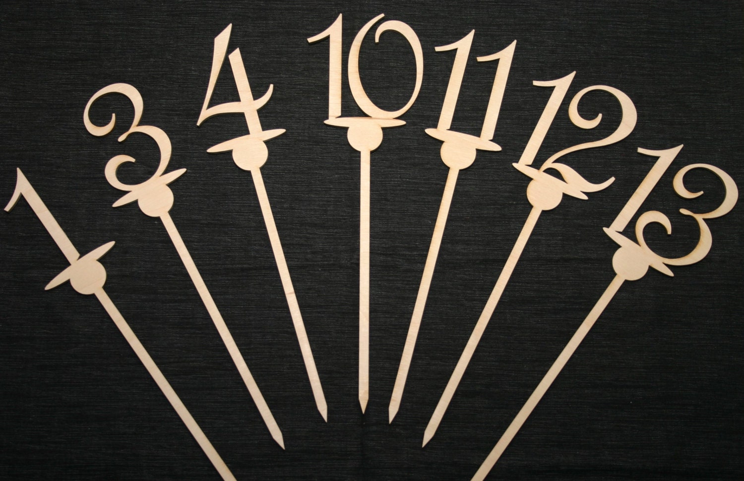 Table Numbers on a Stick, Wood Table Numbers, Table & Ball Design, DIY