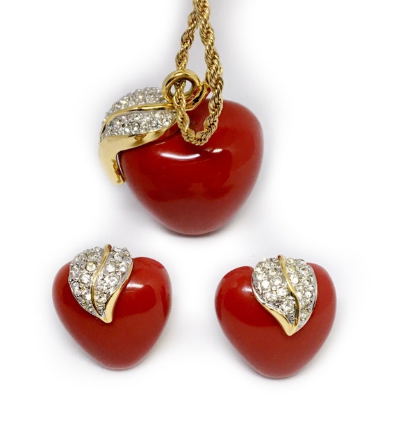 KJL kenneth Jay Lane Red Apple Pendant 