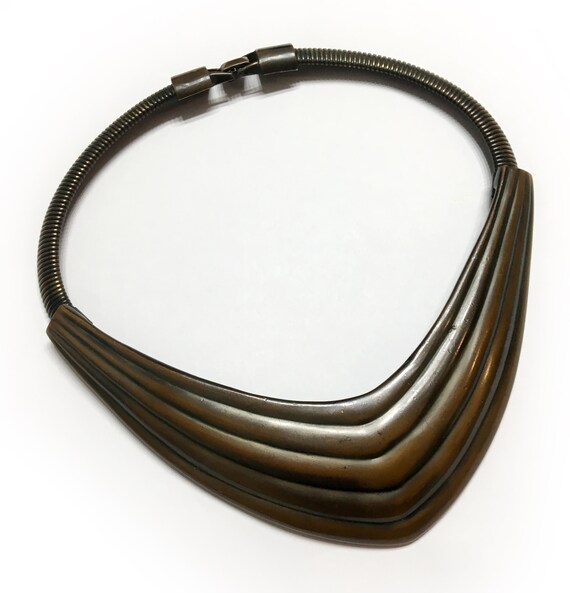 Alexis Kirk Sculptural Copper Hue Collar Necklace Gem