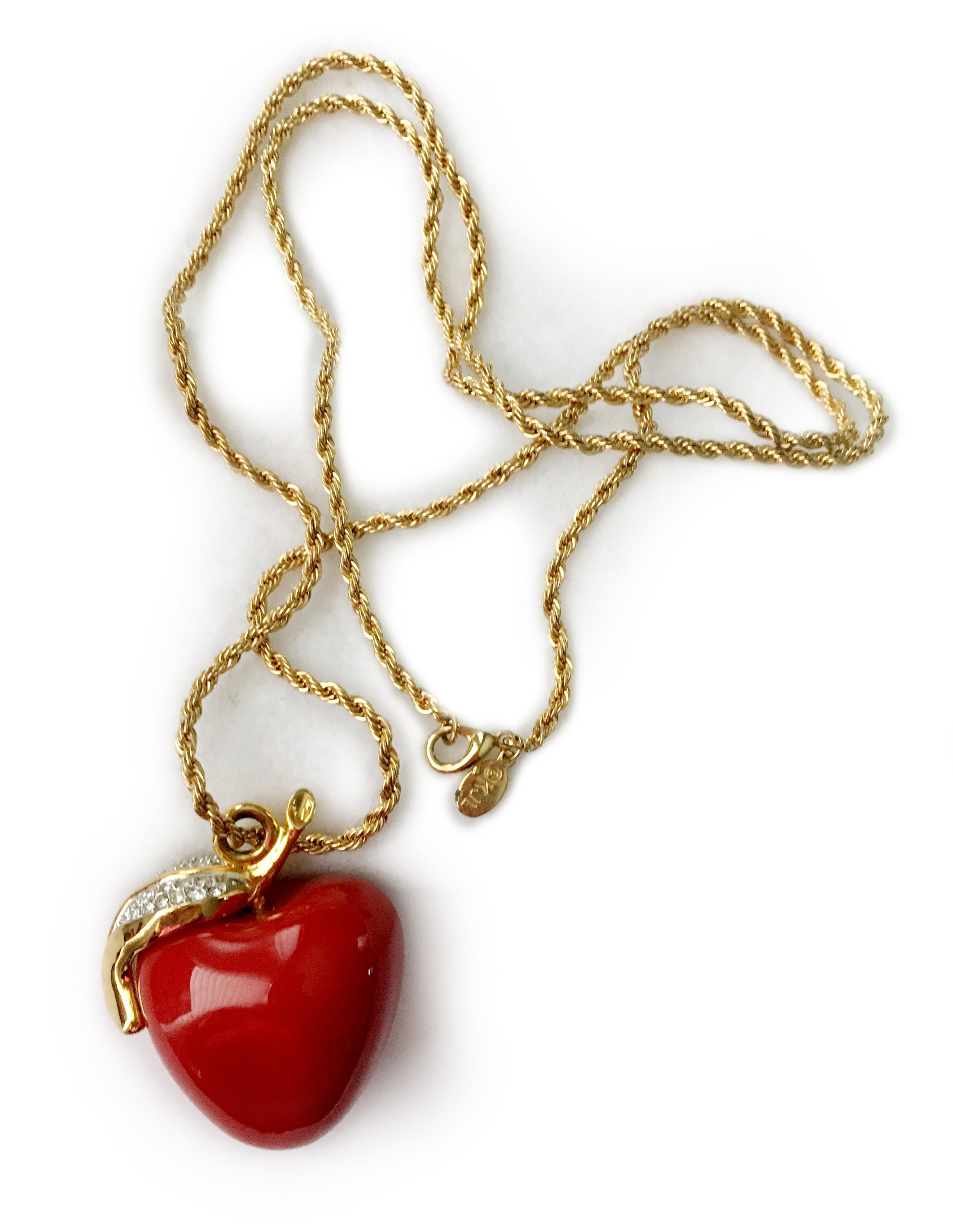 KJL kenneth Jay Lane Red Apple Pendant 