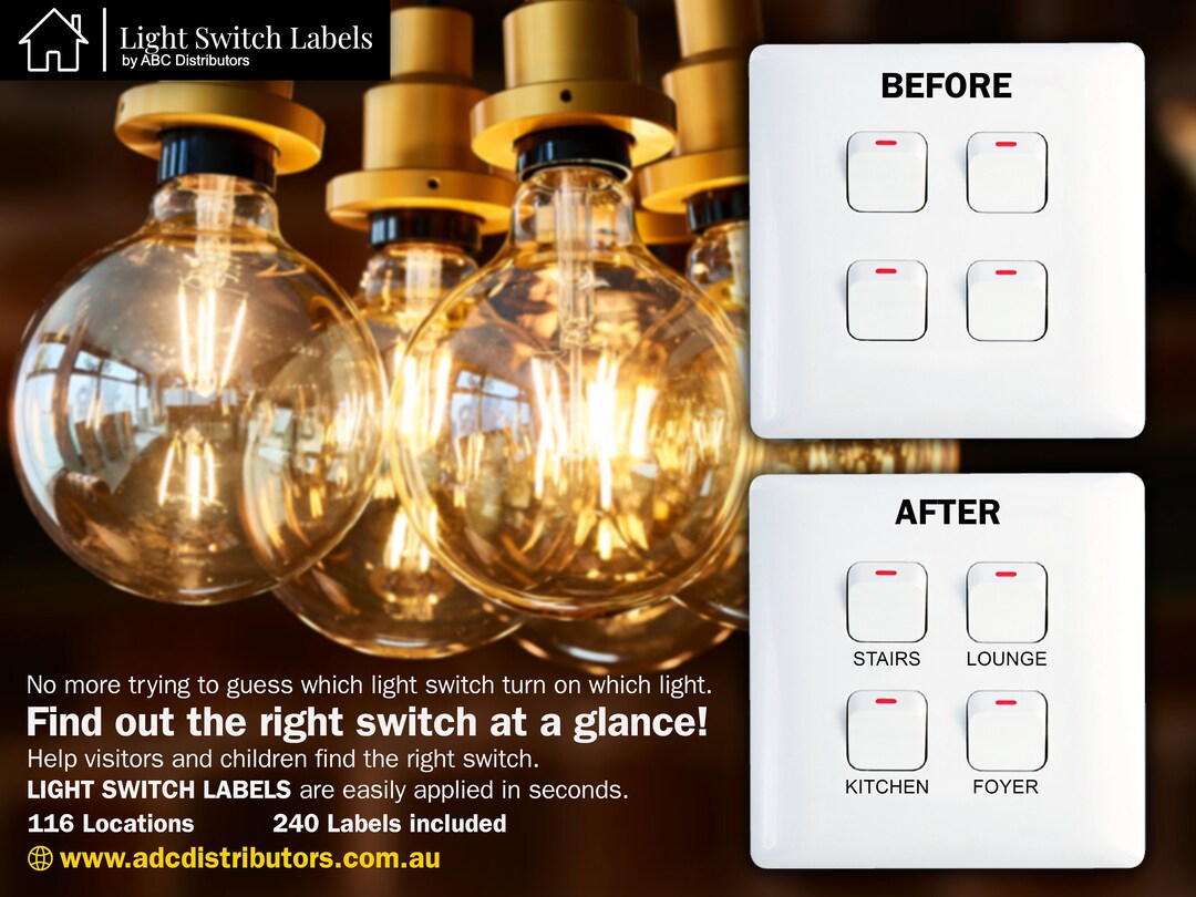 Light Switch Labels / Stickers 240 Labels/ 131 Locations Etsy
