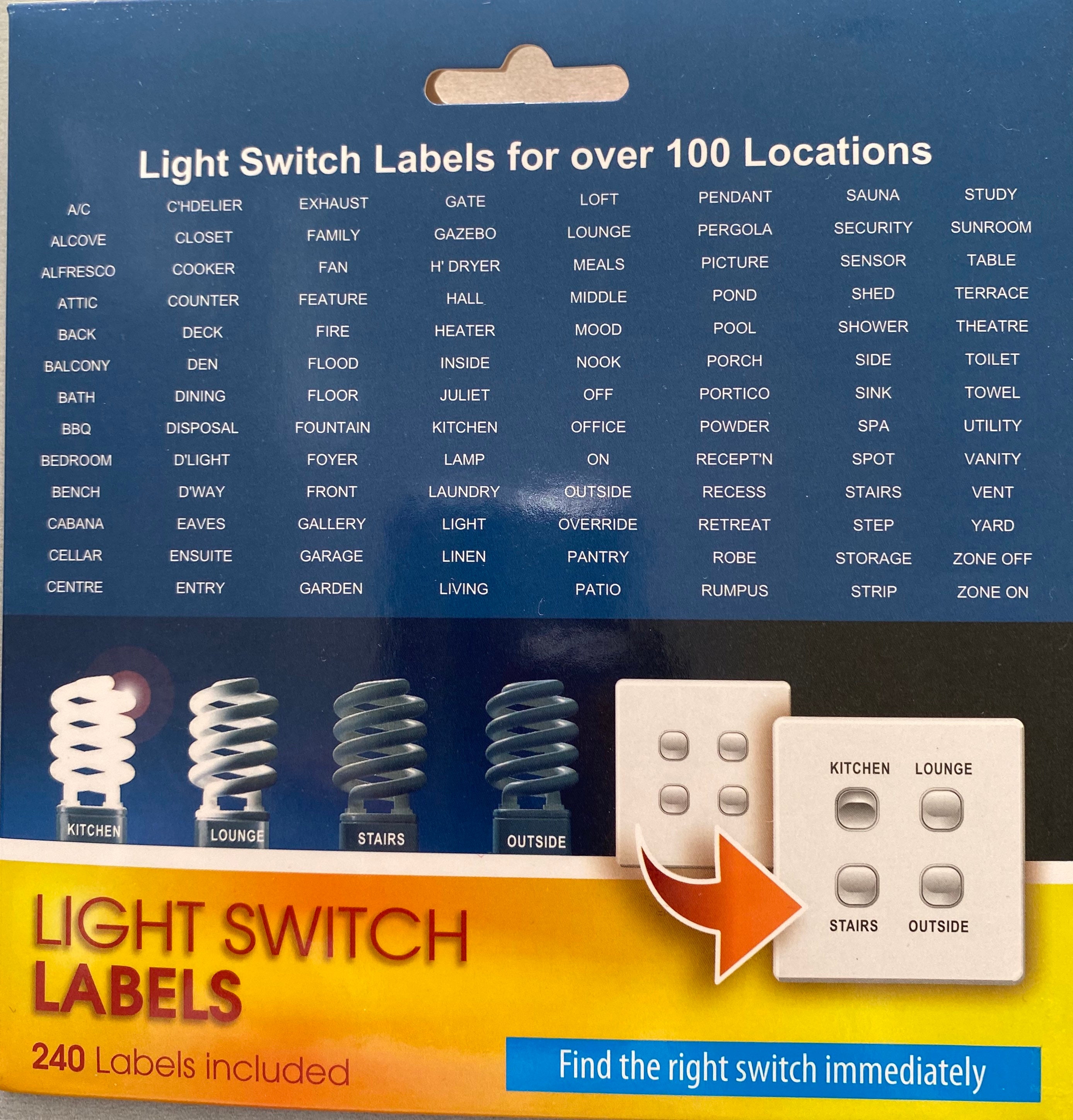 Light Switch Labels / Stickers 250 Labels/ 144 Locations Etsy