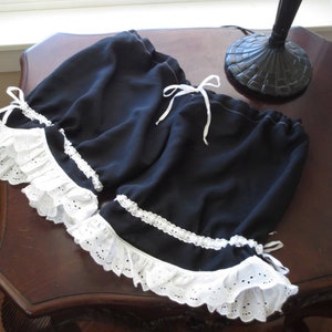 Memoirs of Camille cottage core Capri bloomers black white Victorian womens clothing petticoat dress costume ruffle eyelet lace pants shorts