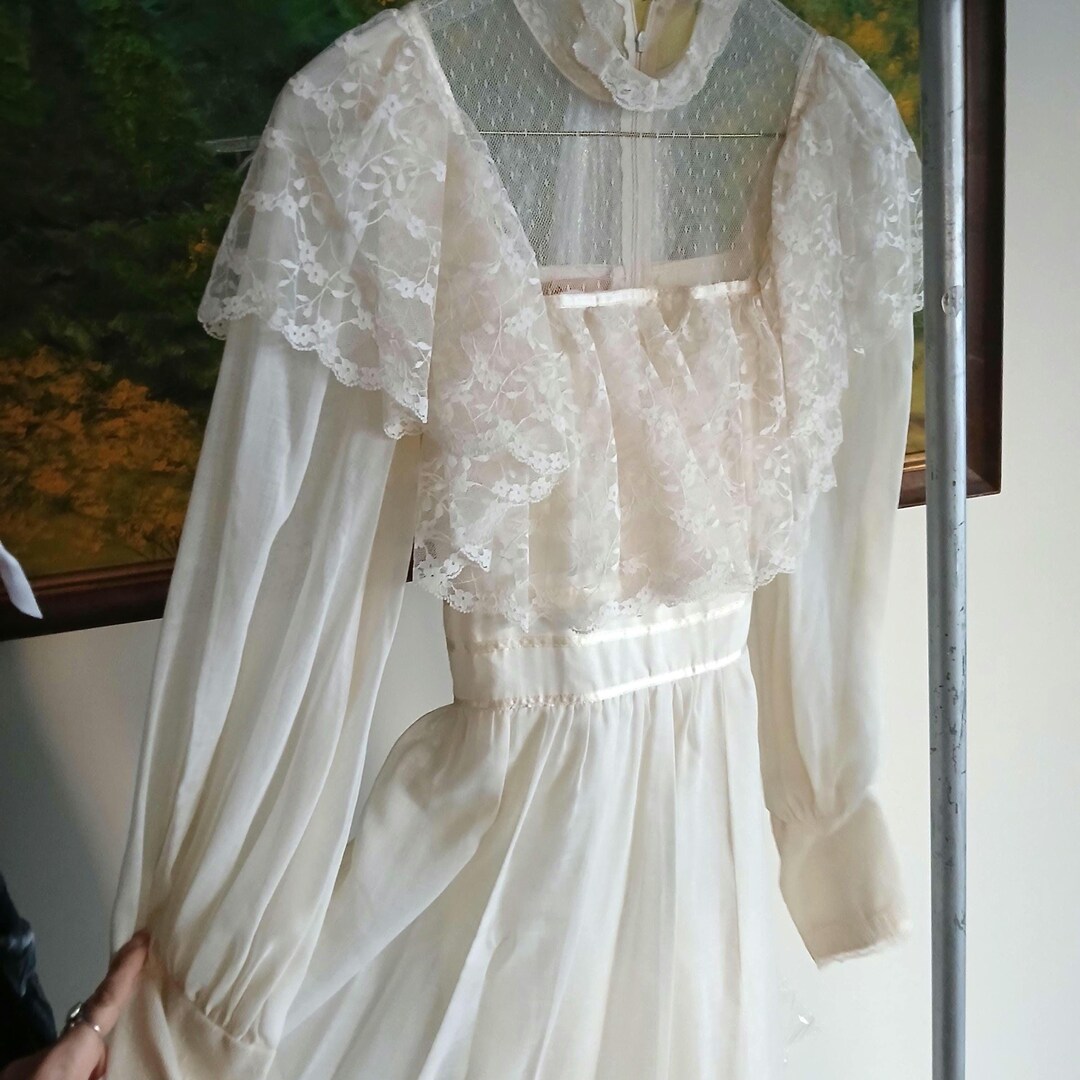 Vintage White Lace Wedding Gown, Gunne Sax Style Maxi Dress, 70s ...