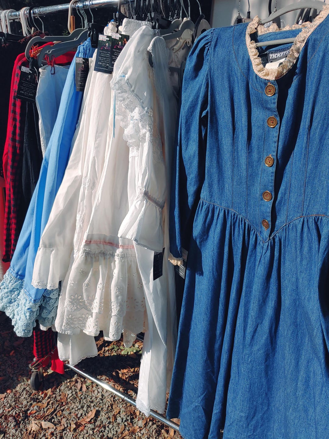 Vintage Gunne Sax Style Blue Denim Lace Dress, Classic Pioneer ...